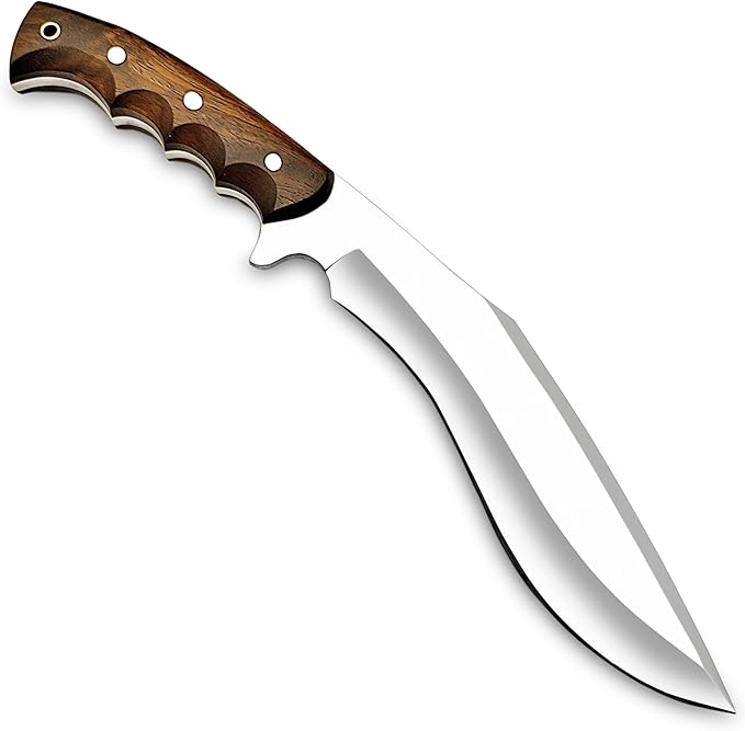 Kukri Survival Knife with Sheath 15 Full Tang Fixed Blade Hunting Knife with Wood Handle for Survival and Bushcraft Outdoor Activities Camping Gifts for Men