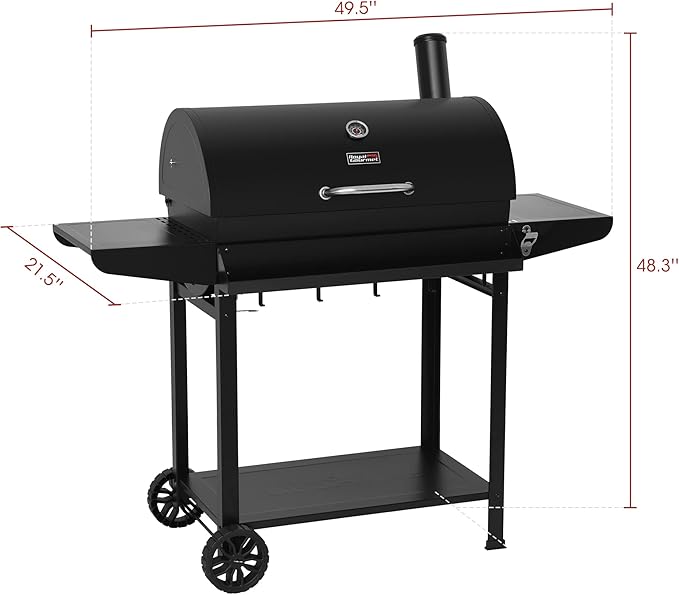 Royal Gourmet CC1830T 30-Inch Barrel Charcoal Grill with Warming Rack &amp Front Storage Basket Outdoor BBQ Grill with 627 sq. in. Grilling Area for Backyard Barbecue Cooking Party Black
