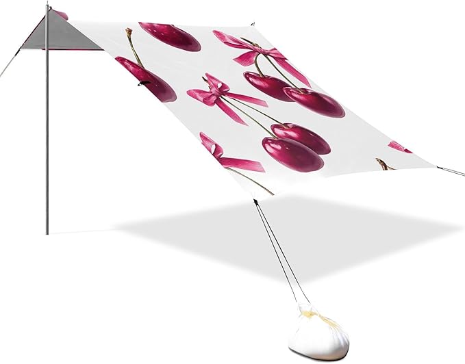 ALAZA Cherry Pink Bow Pattern Beach Tent Sun Shelter Portable Canopy Sunshade for Outdoor Camping Picnics Backyard Fun 10x9 ft