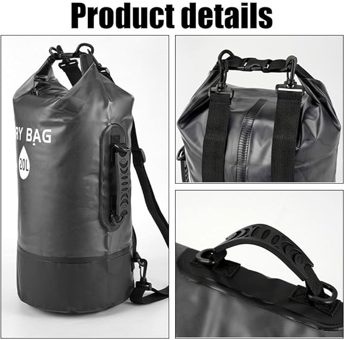 DONGKER Waterproof Dry Bag10L/20L Roll Top Waterproof Bag with Water Proof Phone Pouch &amp Adjustable Shoulder Strap for Boating Kayaking Beach Water Sports