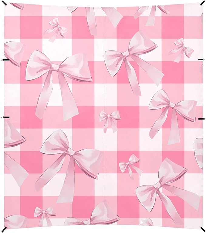 ALAZA Pink Bow Plaid Beach Tent Sun Shelter Portable Canopy Sunshade for Outdoor Camping Picnics Backyard Fun 10x9 ft