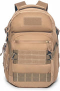 Tactical Hiking Backpack with 180° Open Design Molle Webbing Padded Laptop Compartment Lightweight for Outdoor Adventures (tan)