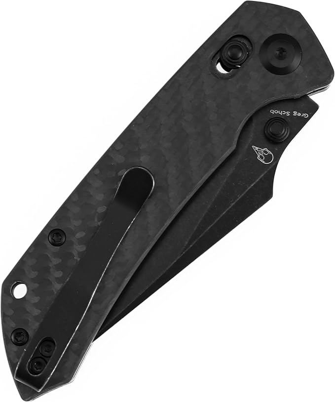 KANSEPT Fenrir Pocket Knife 3.48'' Black Stonewashed CPM S35VN Harpoon Blade Twil Carbon Fiber Handle with Crossbar Lock Thumb Stud PocketClip for EdcCamping Survival Hiking Folding Knives K1034V5