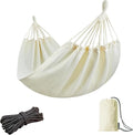 JoyView Brazilian Hammock for Single Person - 78.8x39.4” Portable Cotton Hammock with Hanging Ropes &amp Carry Bag Large for Patio 300LBS Capacity Perfect for Outdoor/Indoor - Natural White