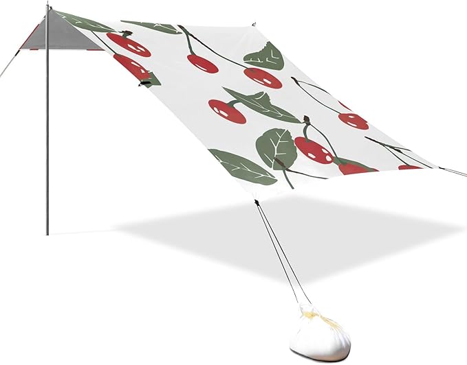 ALAZA Simple Cherry Leaf Pattern Beach Tent Sun Shelter Portable Canopy Sunshade for Outdoor Camping Picnics Backyard Fun 10x9 ft