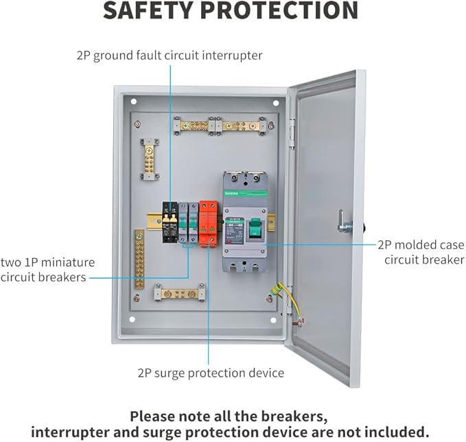 Renogy 200 Amp DC Circuit Breaker Box for Off-Grid Solar System Home RV Trailer Marine IP54 Rated w/Built-in DIN Rail Labels