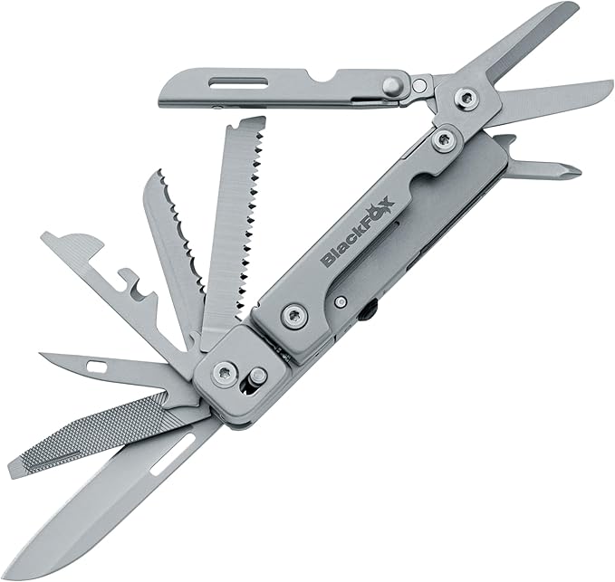 BlackFox Solver BF-207 Multi Tool 13-in-1 Stainless Steel EDC Heavy Duty Pocket Multi-Tool for Everyday Carry Camping Hiking Simple Repair