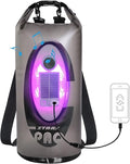 Qoolife Dry Bag Waterproof with Solar Bluetooth Speaker &amp Light - 10L/20L Roll Top Dry Sack Keeps Gear Dry for Men Women Kayaking Beach Rafting Boating Hiking Camping and Fishing