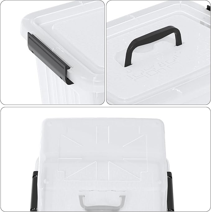 12 Quart Plastic Storage Boxes Clear Latch Storage Bins 6-Pack