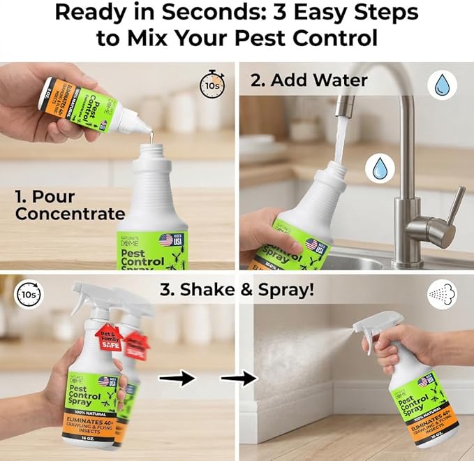 Nature’s Dome Pest Control Concentrate Spray 2 Oz (Pack of 2) | Eco-Friendly Bug &amp Ant Spray – Each Bottle Makes 16 Oz | Bug Spray for Fleas Ticks &amp Mosquitoes | Safe for Pets &amp Kids