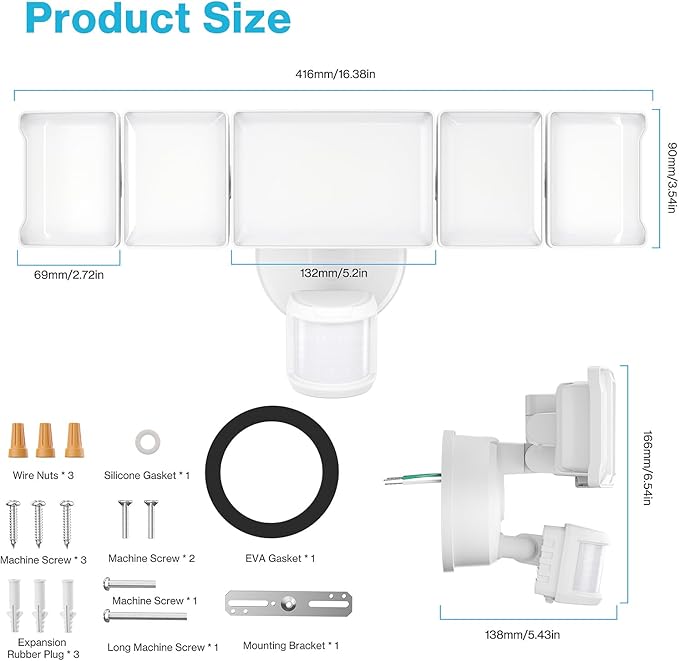 Olafus 130W Motion Sensor Outdoor Lights 13000LM 2 Pack Motion Sensor Flood Light Dusk to Dawn Outdoor Lighting IP65 Waterproof Motion Detector Lights for Outside White