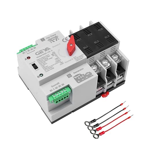 GEYA Mini ATS Automatic/Manual Transfer Switch Solar Auto Dual Power Over &amp Under Voltage Switch 50/60Hz Grid to AC Generator(3Pole 63A 220V)
