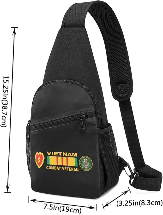 25th Infantry Division Vietnam Combat Veteran Chest Pack Leisure Shoulder Crossbody Chest Bag