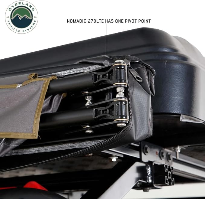 Overland Vehicle Systems 19689909 HD Nomadic 270 LTE Awning Passenger Side | 65 Sq Ft of Coverage | Dark Gray Fabric with Travel Cover Included | Twist and Lock Technology | Weather-Resistant