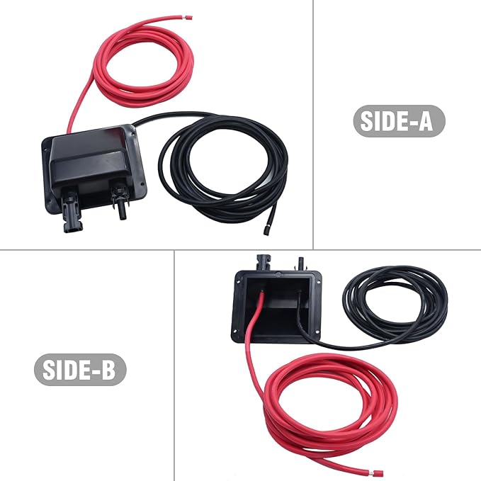VIKKSAER Solar Cable Entry Gland Box 10FT 10AWG Soft Solar Extension Cable and Connector UV Resistance Dual Cable Entry Gland Housing on RVs Caravans Boats Campers (Black(10FT))