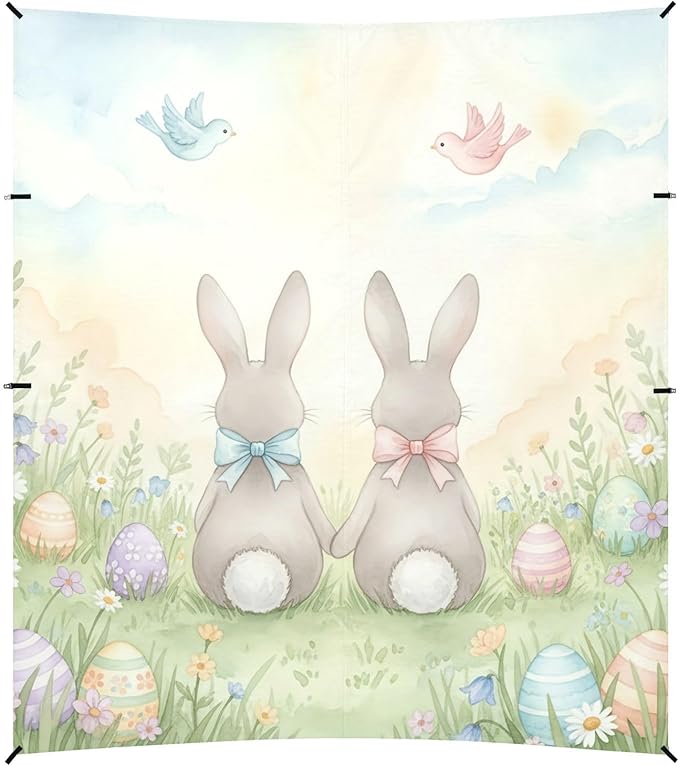 Beach Canopy with Windproof Ropes &amp Sandbags Beach Tent Sun Shade Sun Shelter for Camping Trips Fishing Backyard Fun or Picnics Easter Bunny