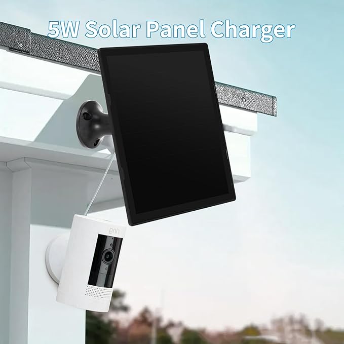 Solar Panel Charger for Ring Camera Compatible with Ri ng Stick Up Cam Stick Up Cam Pro Ring Spotlight Cam Plus/Pro 6W5V 13ft Charging Cable (Black-2Pack)