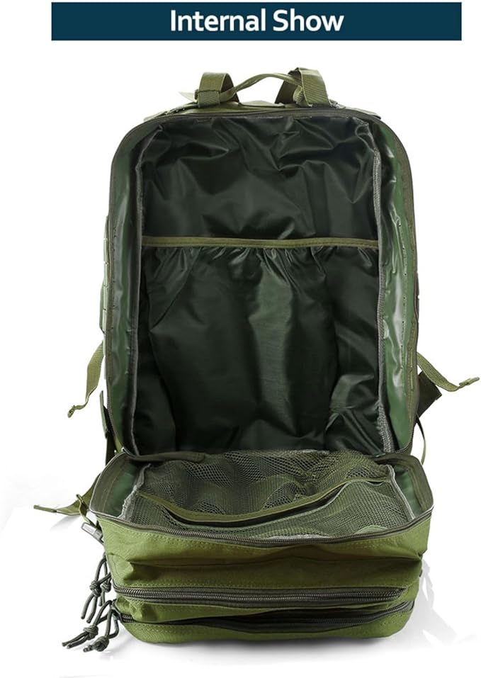 50L Sturdy Nylon Waterproof Fishing Hunting Backpack Outdoor Military Rucksacks Tactical Sports Camping Hiking Bags (Green)