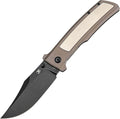 KANSEPT Bison Pocket Folding Knife 4.25'' Blackwash CPM S35VN Steel Sharp Blade Bronze Anodized Durable Two-Tone Titanium Handle Frame Lock and Thumb Stud for Edc Camping Hiking Knives K1108B3