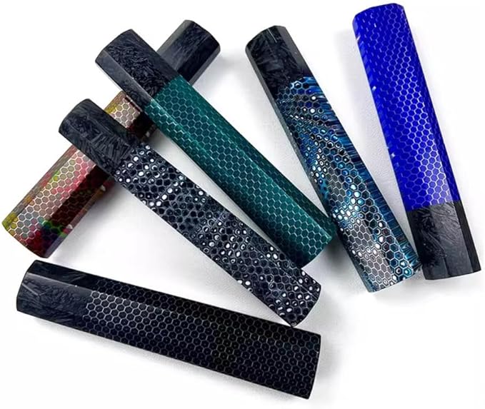 1PC Japanese Octagonal Honeycomb Knife Handle Blank DIY Replacement in Blue Fits for Home Kitchen Chef
