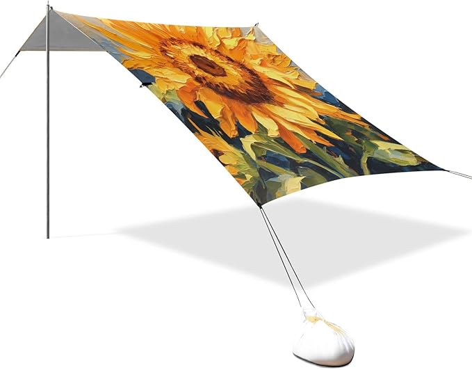 ALAZA Watercolor Sunflower Sketchy Beach Tent Sun Shelter Portable Canopy Sunshade for Outdoor Camping Picnics Backyard Fun 10x9 ft