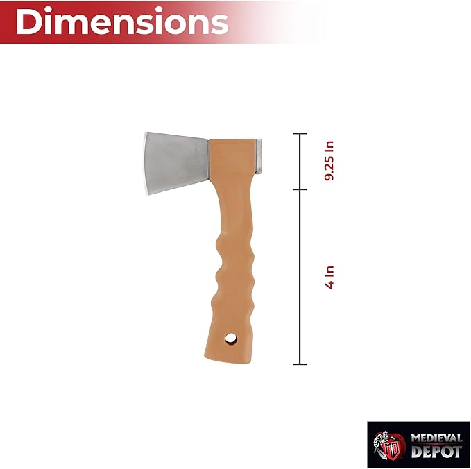 MedievalDepot Outdoor Camping Axe – Compact Full Tang Blade with Hammer Pommel Sheath Included (Brown)