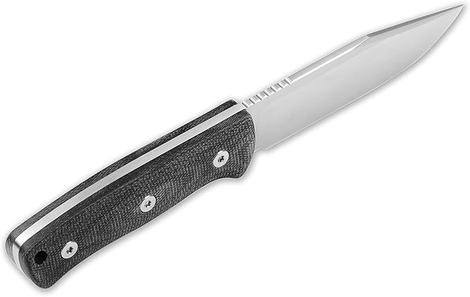 QSP Bison Fixed Blade Knife 4.5'' D2 Satin Blade Camping Knives with Kydex Sheath Black Micarta Handle EDC Knife for Outdoor Hiking Survival Hunting