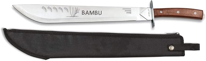 Machete iFIELD EL29006 Basic Model Bambu Blade Satin Finish 17 inch Wooden Handle with Nylon Sheath Total Length 23.6 inch Camping Tool for Fishing Hunting Sport Activity