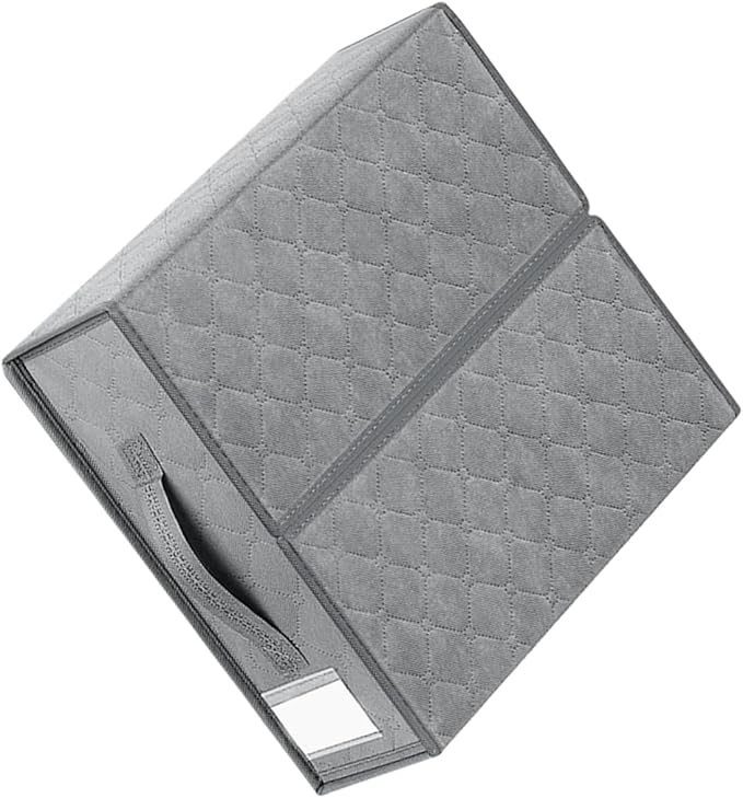 Foldable Bedding Organizer Zipper Closure Compact Storage Bin for Bed and Blankets Closet Storage Box Elegant Design for and Apartments Light Grey