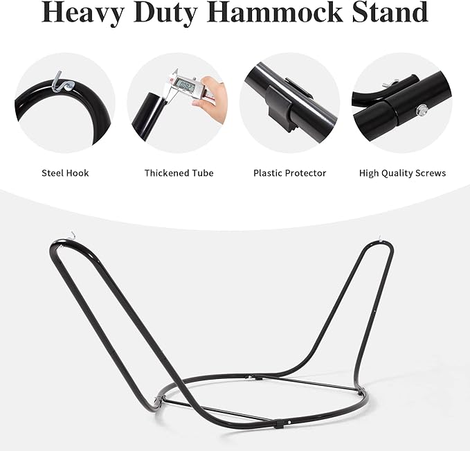 SUNCREAT Double Hammock with Curved Spreader Bar Hammock with Stand Included 2 Person Patent Pending Dark Gray