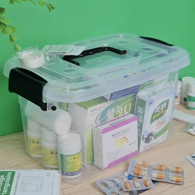 Ramddy 5 Quart Clear Plastic Bins with Lid Versatile Latching Box with Black Handles 6 Packs