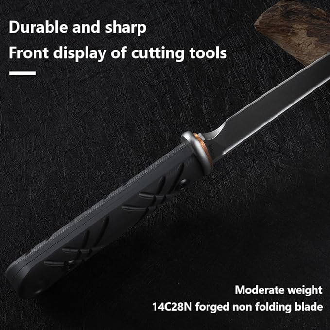 Fixed-Blade Knife with 14C28N Steel 5.03-Inch Blade &amp Kydex Sheath – The Ideal Choice for Outdoor Knives &amp Tools in Camping Fishing &amp Hiking Gear. (Black Blade)