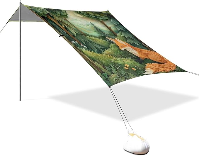 ALAZA Fox Spring Forest Beach Tent Sun Shelter Portable Canopy Sunshade for Outdoor Camping Picnics Backyard Fun 10x9 ft
