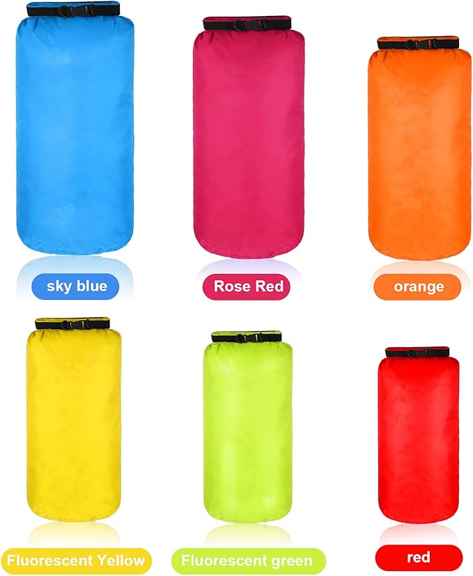 Shappy 6 Pcs Waterproof Dry Bag Set Ultralight Stuff Sack 20/15/10/8/5/3L Backpacking Bag with Long Adjustable Strap Outdoor Keep Gear Dry Sack for Camping Kayaking Boating Hiking Travel