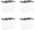 Superio Storage Bins with Lids Clear Plastic Containers for Organizing Stackable Totes BPA Free Odor Free Organizer Boxes for Home and Dorm 17 Quart (4 Pack 15x10x10.25)
