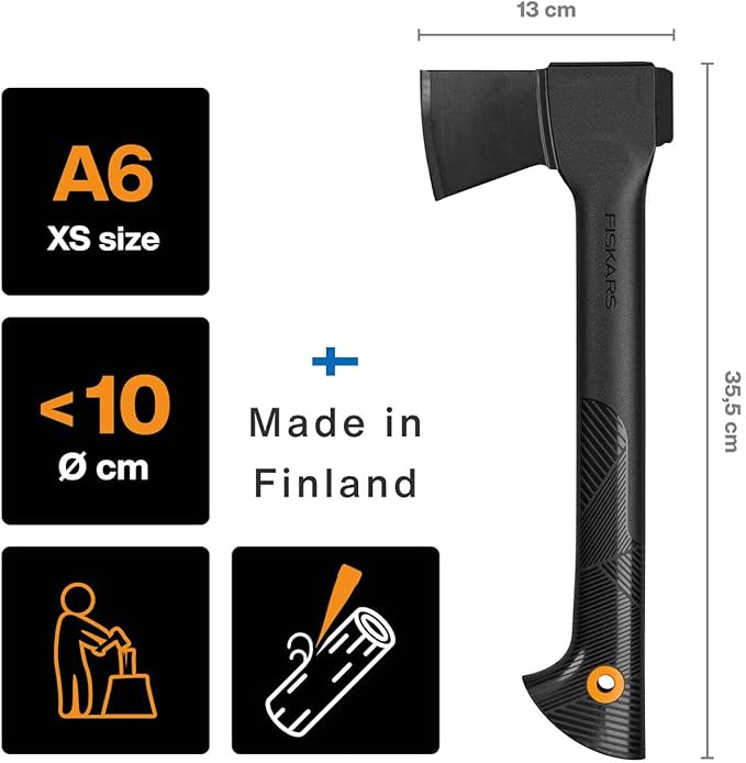 Fiskars Universal Axe Solid With protective cover Non-stick coated Steel/Plastic and Glass fibre handle Black/Orange A6 Length: 39 cm 652 g 1052046