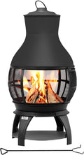 BALI OUTDOORS Fire Pit Wood Burning Chiminea Outside Fireplace Patio Small Firepit Size 17.7 W x 35.6 H Brown-Black