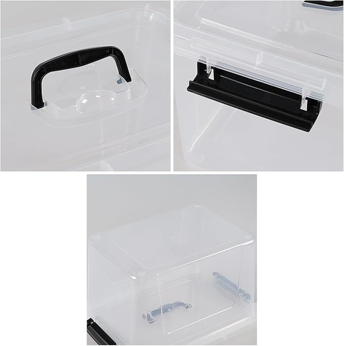 Kiddream 10.5 Quart Clear Storage Boxes Plastic Bins with Lids and Handles Set of 4
