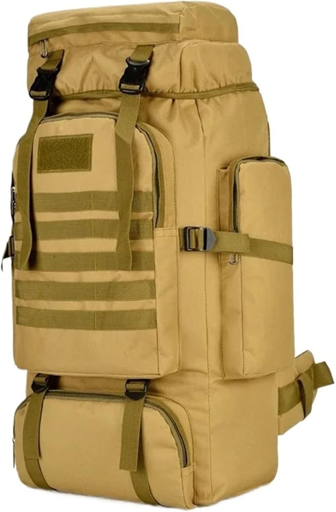 80L/100L Mountaineering Tactical Backpacks Outdoors Hiking climbing Camping Travel Bags(Khaki (80L))