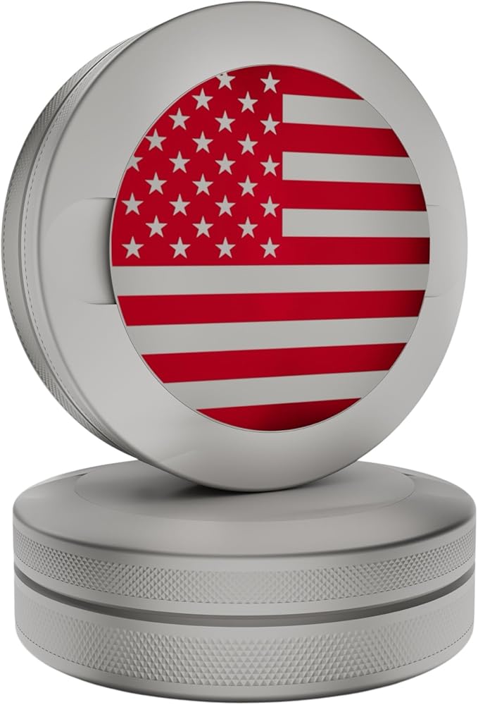 America | Metal Container for Zyn Premium Aluminum Can &amp Rugged Pouch Holder | Extra Capacity Knurled Grip &amp Used Pouch Storage | EDC (Stone/Red Chrome)