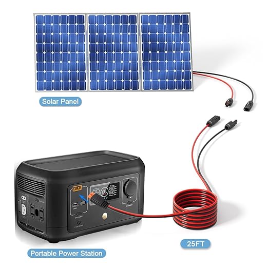 ELFCULB 12AWG Solar to XT60i Charging Cable Solar Panel Extention Cable for Portable Power Station River 600 Solar Generator Battery Pack(25FT)