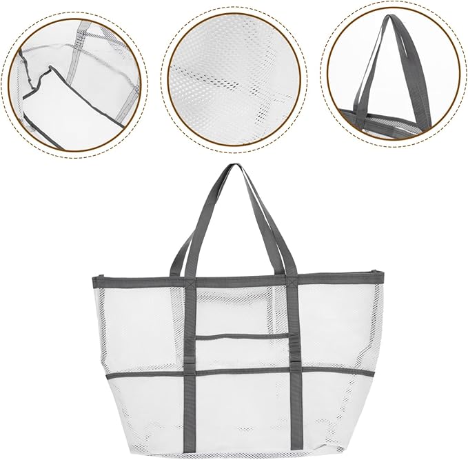 Housoutil 3pcs Portable Mesh Shower Bag for Beach Use Opening Design for Easy Access for Toys Swimming Camping Outdoor Sports Mesh Material