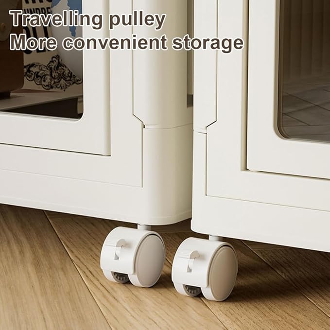 Plastic Storage Bins Stackable Storage Cabinet with Doors &amp Wheels Foldable Storage Containers Plastic Storage Drawers Collapsible Organizers and Boxes for StudyToy RoomBedroomOffice