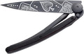 deejo - 37G Folding Pocket Knife with Belt Clip - Good Luck Design 3.7-Inch Stainless Steel Blade Black Titanium Finish Ebony Wood Handle - Lightweight EDC for Home Work and Outdoor Use