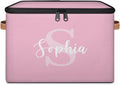 Personalized Closet-Storage-Bins with Lids HandleStackable Storage Bin for Under BedCube Collapsibl Basket Pink Baby-Keepsake-Box