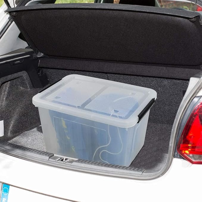 35 Quart Plastic Storage Bin 4 Packs Latching Storage Box with Wheels