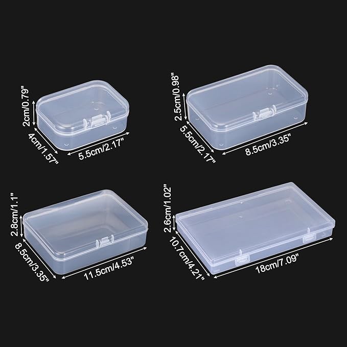 Home and Garden Parts Mixed Sizes Clear Storage Box with Hinged Lid 24Pack Organizer Container #CN/251024/18324