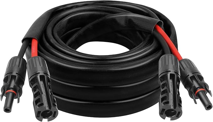 8AWG Solar Cable - 15FT Solar Panel Extension Cord 8 Gauge PV Wire with Flame Retardant Protective Sleeving Female &amp Male Waterproof Connector for RV Photovoltaic Systems Solar Panels (15 Feet)