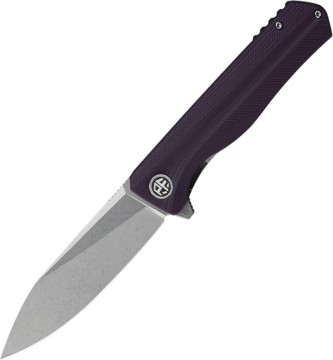 Petrified fish G10 handle D2 steel blade 2CR13 liner ball bearing flipper folding knife camping hunting EDC pocket tool PF818 (Purple Stonewash)
