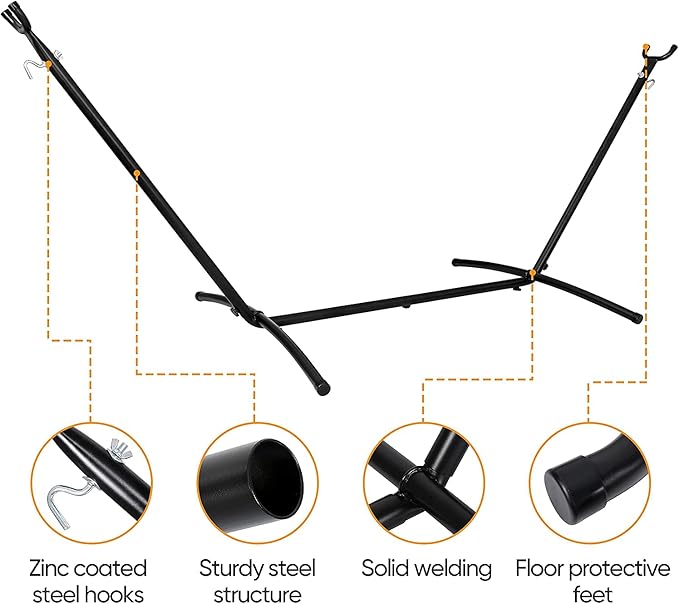 ZENY 9Ft Hammock Stand Heavy Duty Steel Hammock Frame 2 Person 450Lbs Capacity Indoor Outdoor Yard Patio Porch Bedroom Hammock Swing Stand Portable Carrying Case